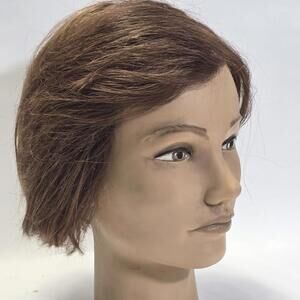 Female Cosmetology Mannequin Head Short Brown Layered Bob Celebrity Style Hair
